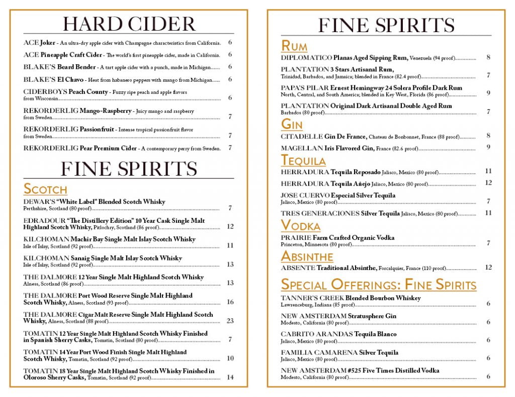 Rembrandt's Gallery and Wine Bar liquor and beer menu, page 2 by Jennifer Loechler