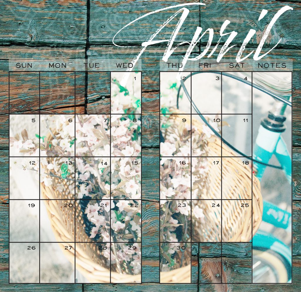 April calendar layout by Jen Loechler