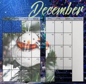 December calendar layout by Jen Loechler