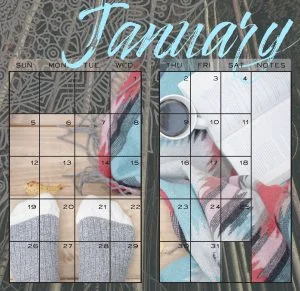 January calendar layout by Jen Loechler