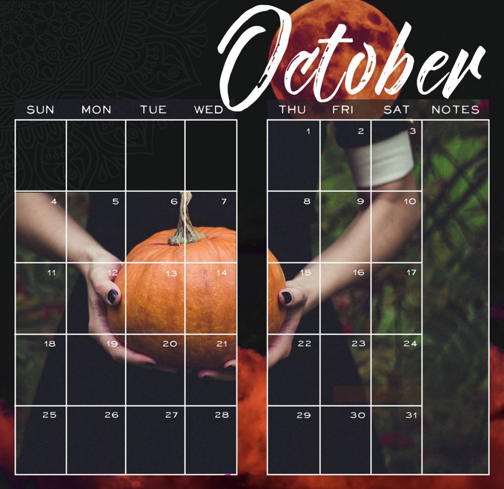 October calendar layout by Jen Loechler