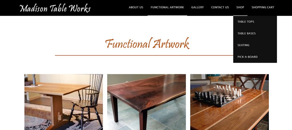 Madison Table Works new website design by Jennifer Loechler