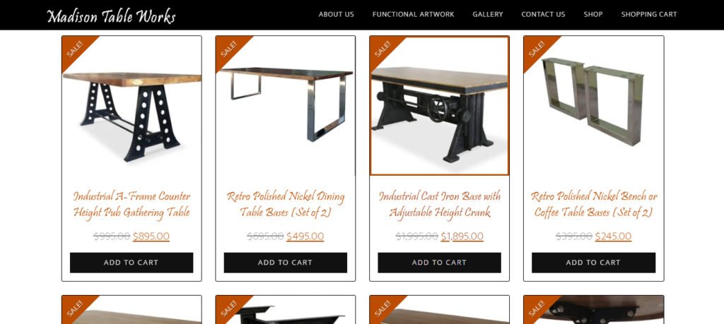 Madison Table Works new website design by Jennifer Loechler