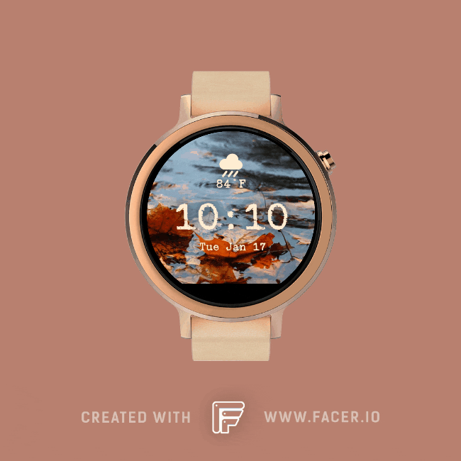 GIF of smartwatch with Facer Sweater Weather theme