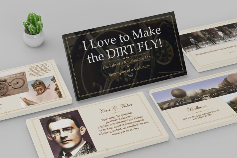 Five canvases with slides on them from the I Love to Make the Dirt Fly Powerpoint presentation