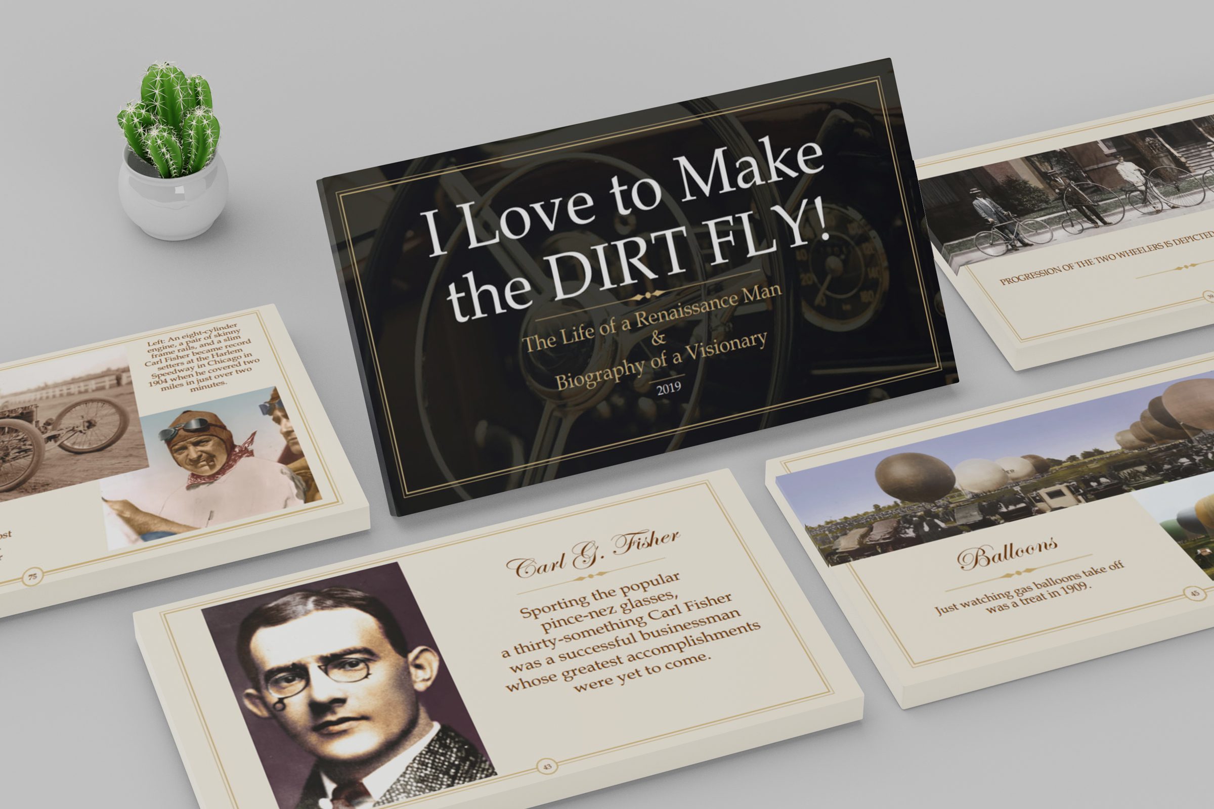 Five canvases with slides on them from the I Love to Make the Dirt Fly Powerpoint presentation