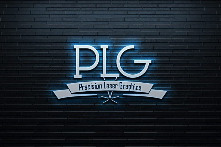 Precision Laser Graphics Logo in neon