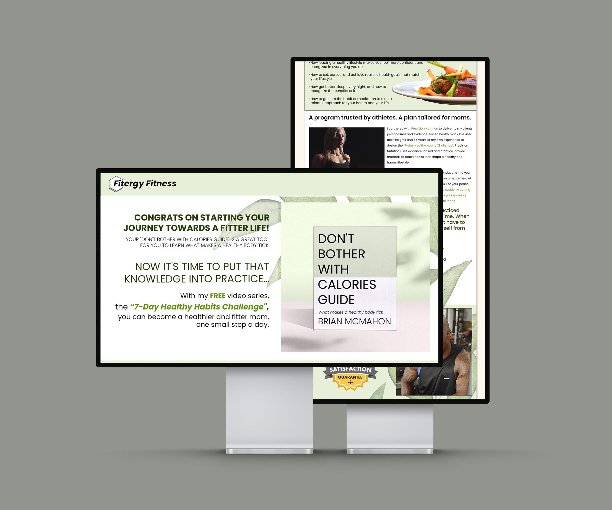 Fitergy Landing Page Mockup on two monitors