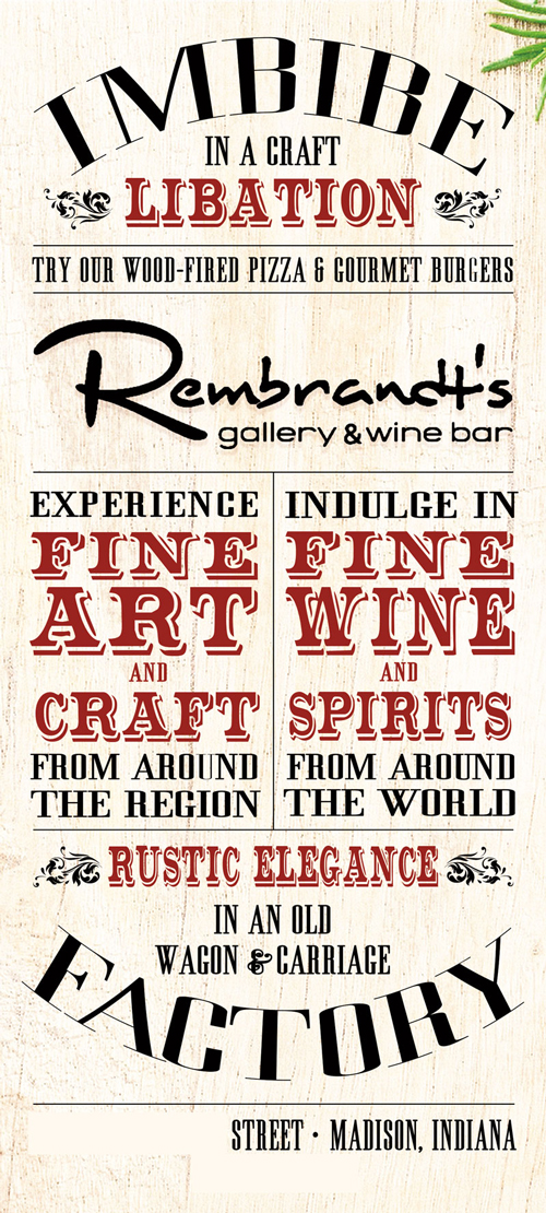 Rembrandt's Gallery and Wine Bar rack card